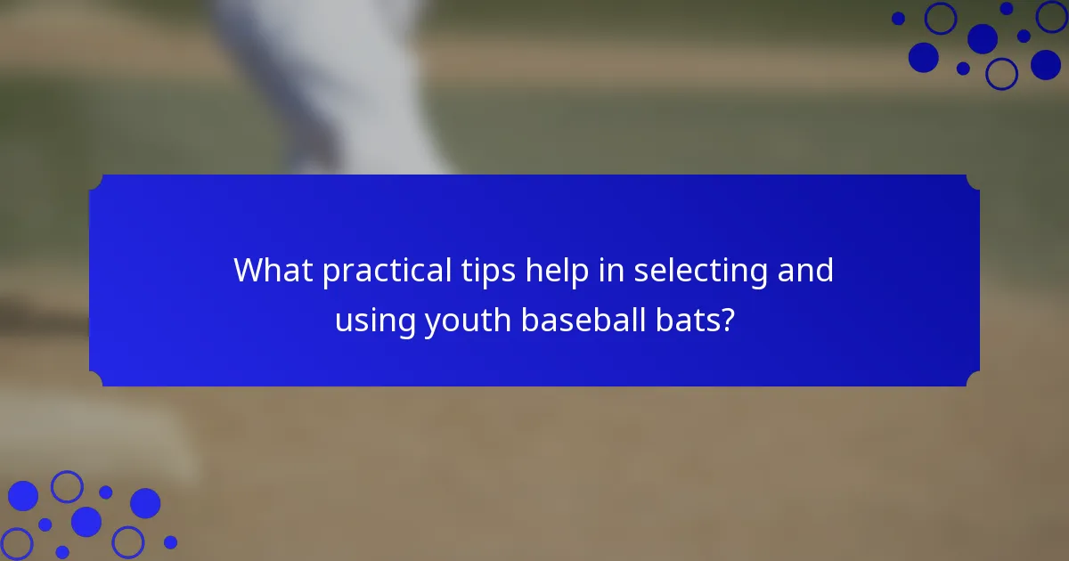 What practical tips help in selecting and using youth baseball bats?